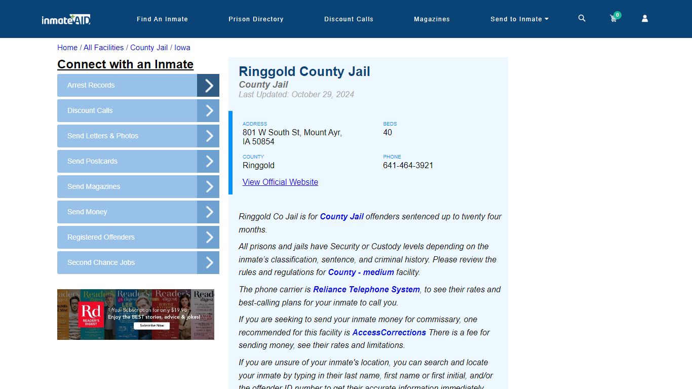 Ringgold County Jail - Inmate Locator