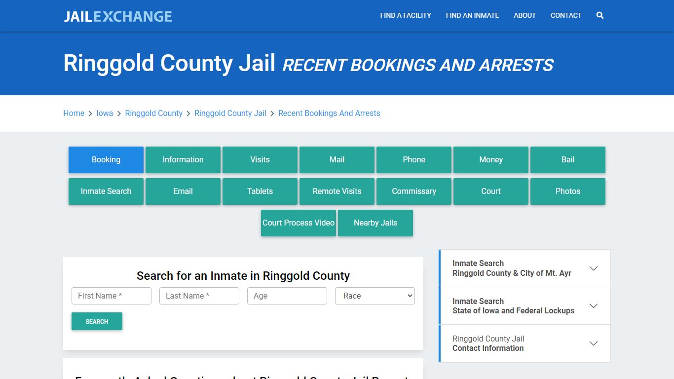 Ringgold County Jail Recent Bookings And Arrests - Jail Exchange